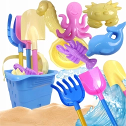 Set de jouets de plage avec seau et moules, 9 pièces