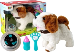 Interactive Plush Dog with White and Brown Spots