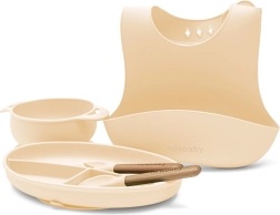 New Baby siliconen kinderserviesset – beige