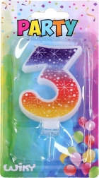 Candeline da festa Stelle a forma di numero 3