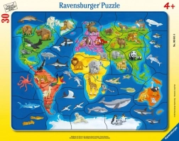 Ravensburger sestavljanka zemljevid sveta živali