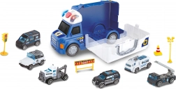 Policijski avto z učinki in 6 malimi avtomobili