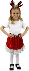 Girls' Christmas TUTU Costume With Reindeer Antler Headband