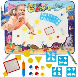Aqua Magic Water Drawing Mat XXL with Stamp and Stencil Set 100 × 80 cm