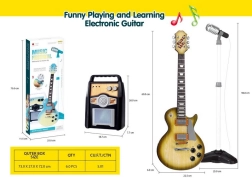 kids’ electric guitar with amplifier and microphone – brown set