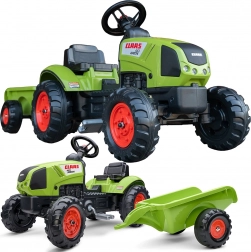Trattore Falk Claas verde a pedali con rimorchio e clacson per bambini dai 2 anni