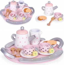 Wooden tea set cups teapot 15 pieces ECOTOYS