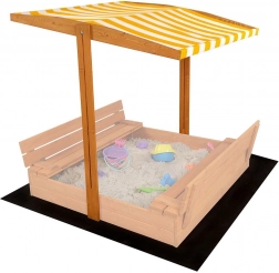Auvent pour bac à sable en bois pour enfants 120 × 120 cm jaune‑blanc
