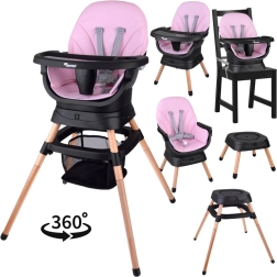 Multifunctional Rotating 6-in-1 High Chair for Children – pink