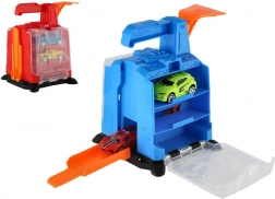 Plastgarage med affyringsmekanisme og 2 småbiler