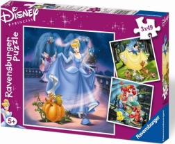 Ravensburger puzzle Disney princeze Snjeguljica, Pepeljuga i Ariel 3×49 dijelova