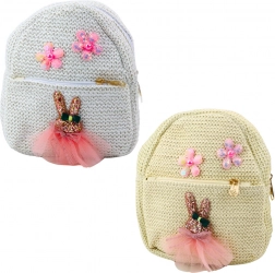 Zainetto per bambini con ricamo Coniglietto nel vestito Fiori