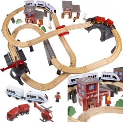 Kruzzel 22754 Wooden Battery-Powered Train Set, 70 pieces, 480 cm