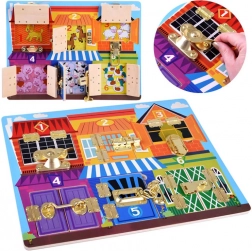 Drvena senzorna manipulativna ploča s bravama i brojevima