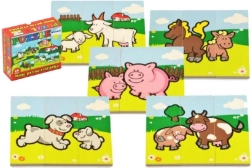 Wooden Puzzle My First Animals – Farm, 6 puzzles with 3 pieces each