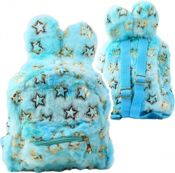 Zaino in peluche per bambini con stelle dorate blu