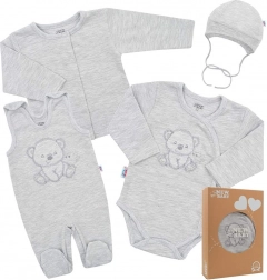 New Baby Sweet Bear Newborn Hospital Starter Set, gray, 4 pieces