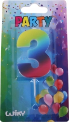 Party candle number three Rainbow