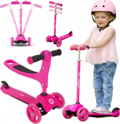 Evo kids’ 2-in-1 three-wheel scooter with seat, pink