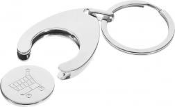 Fém 2 az 1-ben kulcstartó bevásárlókocsi-zsetonnal