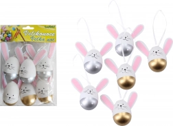 Œufs peints en plastique décoratif à suspendre 6 cm, 6 pcs