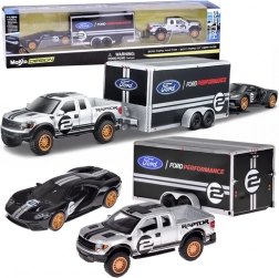 Maisto metalen set 1:64 – FORD Raptor met aanhanger en FORD GT Heritage