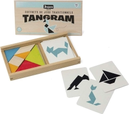 Jeujura tangram with templates in a wooden box