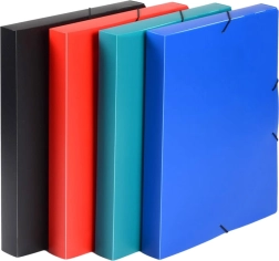 Scatola archivio A4 con elastico, verde (PP, dorso 3 cm)