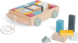 Bigjigs Toys wooden pull-along cart with blocks