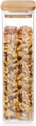 Bocal en verre pour aliments secs avec couvercle en bambou et joint 600 ml