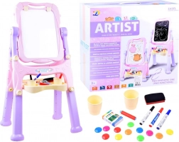 Cavalletto da pittura per bambini bifacciale magnetico e con gesso – Rosa