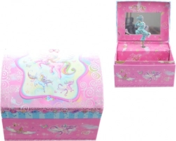 Růžová hrací šperkovnice s jednorožcem a baletkou