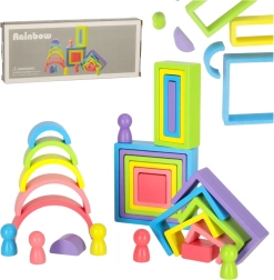 Wooden Rainbow Educational Blocks – Stacking Set and Puzzle for Kids