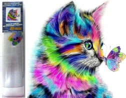 pittura diamantata gattino con farfalla 30 × 40 cm
