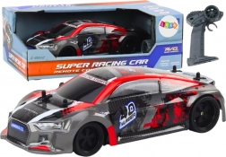 RC auto op afstandsbediening 1:18 rubberen driftwielen rood