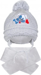 Bonnet d’hiver pour enfant avec écharpe NEW BABY chien gris