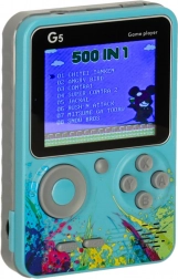 Portable retro mini game console – 500 games, blue
