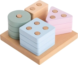 CUBIKA Pastel Shape Sorting IV – Wooden Puzzle, 17 Pieces