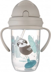 Canpol babies non-spill cup with straw and weight Exotic Animals 270 ml – Grey