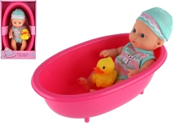 Poupée bébé pour baignoire avec canard jaune 22 cm