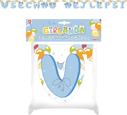 Papierová girlanda Všetko najlepšie modrá