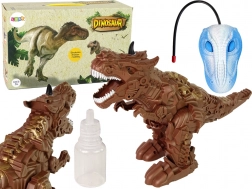 RC dinosaur with steam, projector, and sound and light effects – brown