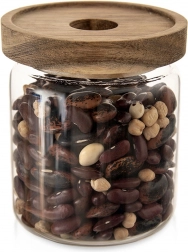 Bocal en verre pour aliments avec couvercle en bois et joint 730 ml