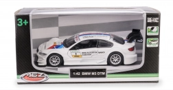 fém BMW M3 DTM modell 1:42 nyitható ajtókkal és felhúzós (pull-back) meghajtással