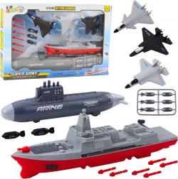 Set militare per bambini con portaerei, sottomarino e aerei da caccia