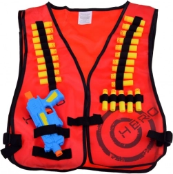 Kids' tactical vest with foam darts and pistol compatible with NERF – Red