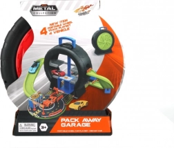 Set di gioco nella valigia a forma di pneumatico con 4 macchinine