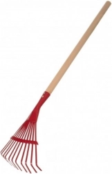 Rastrello per bambini a lama piatta con manico in legno 80 cm – Rosso