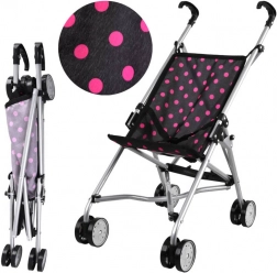 Foldable doll stroller with polka dots – Pink and blue