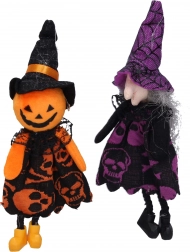 Dekoracja na Halloween wiedźma i strach na wróble do zawieszenia
